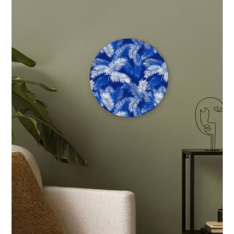 Muurcirkel - Palmblad - Patroon - Blauw — 3