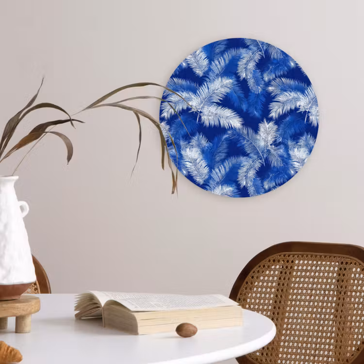 Muurcirkel - Palmblad - Patroon - Blauw — 4