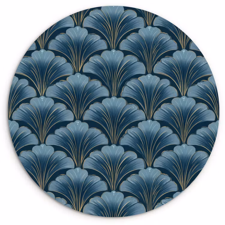 Muurcirkel - Patroon - Ginkgoblad - Blauw — 1