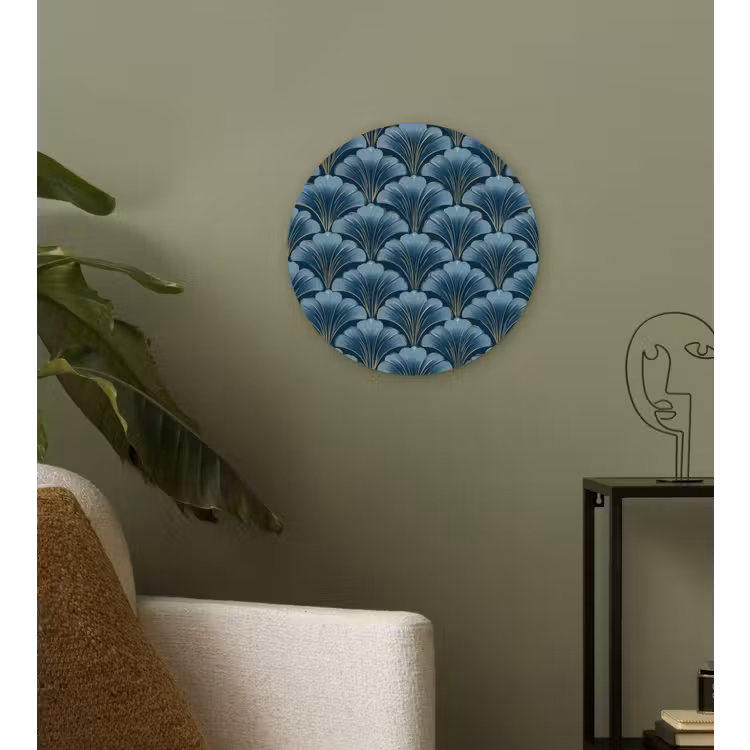 Muurcirkel - Patroon - Ginkgoblad - Blauw — 3