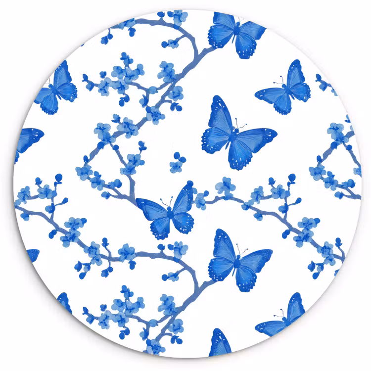 Muurcirkel - Vlinder - Bloemen - Blauw — 1