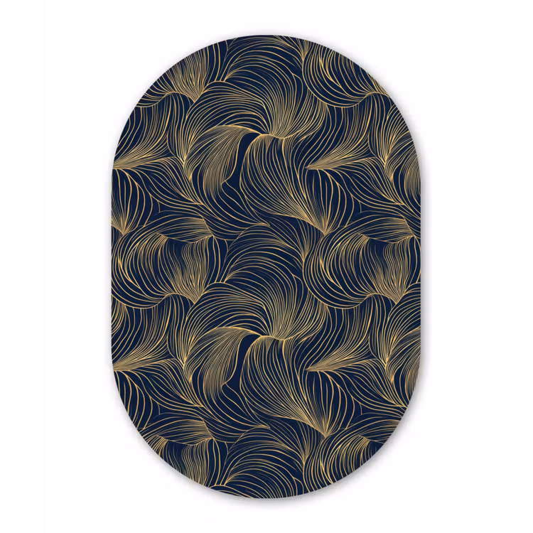 Muurovaal aluminium - Abstract - Lijnen - Blauw - Goud — 1
