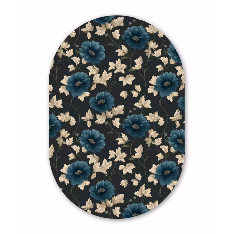 Muurovaal aluminium - Botanisch - Bloemen - Blauw — 1