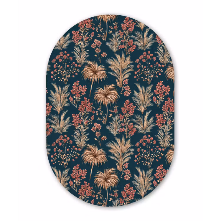 Muurovaal aluminium - Botanisch - Patroon - Blauw — 1
