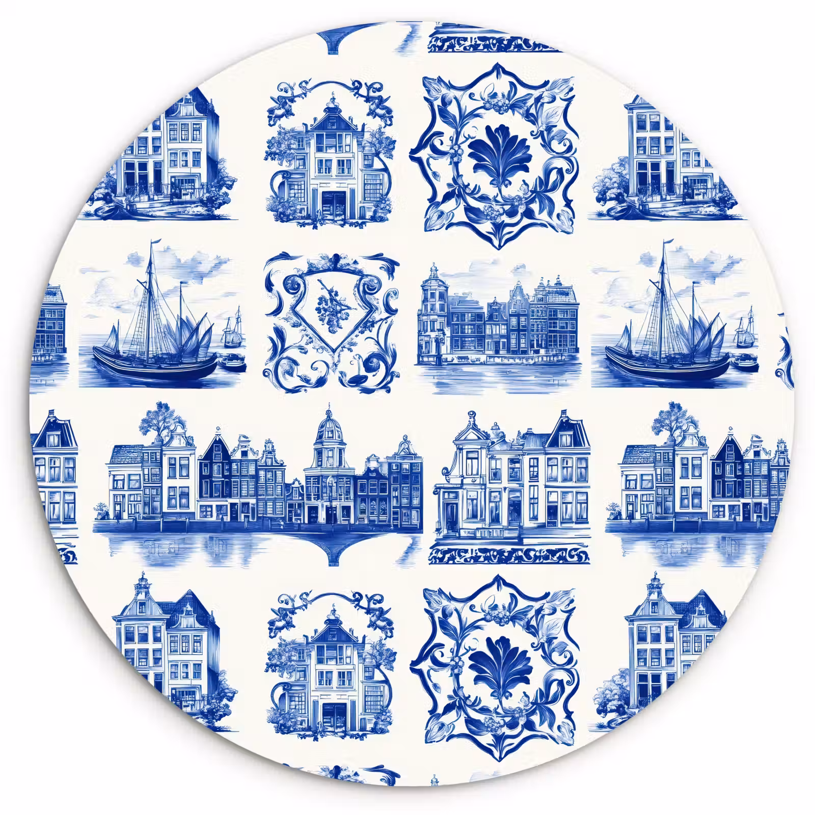 Muurcirkel - Huizen - Schepen - Blauw — 1