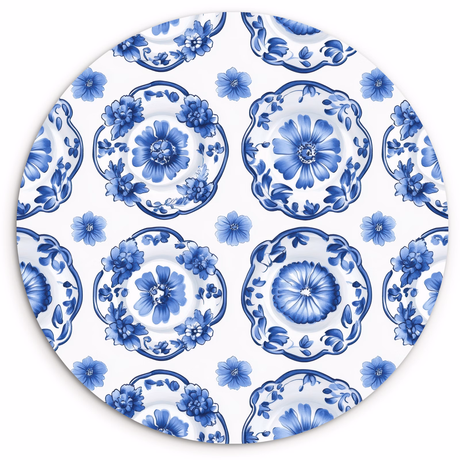 Muurcirkel - Sierborden - Bloemen - Blauw — 1