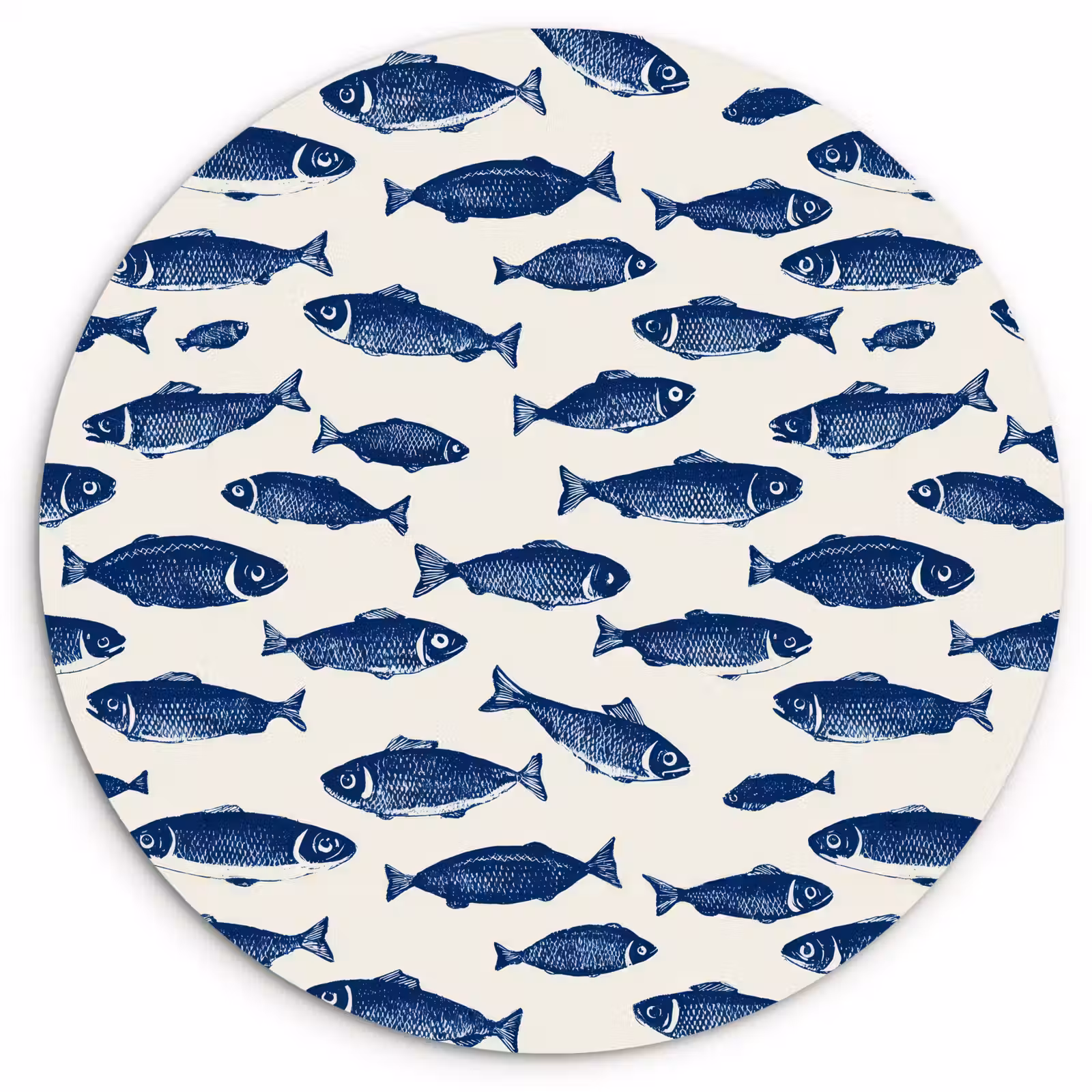 Muurcirkel - Vissen - Patroon - Blauw - Wit — 1