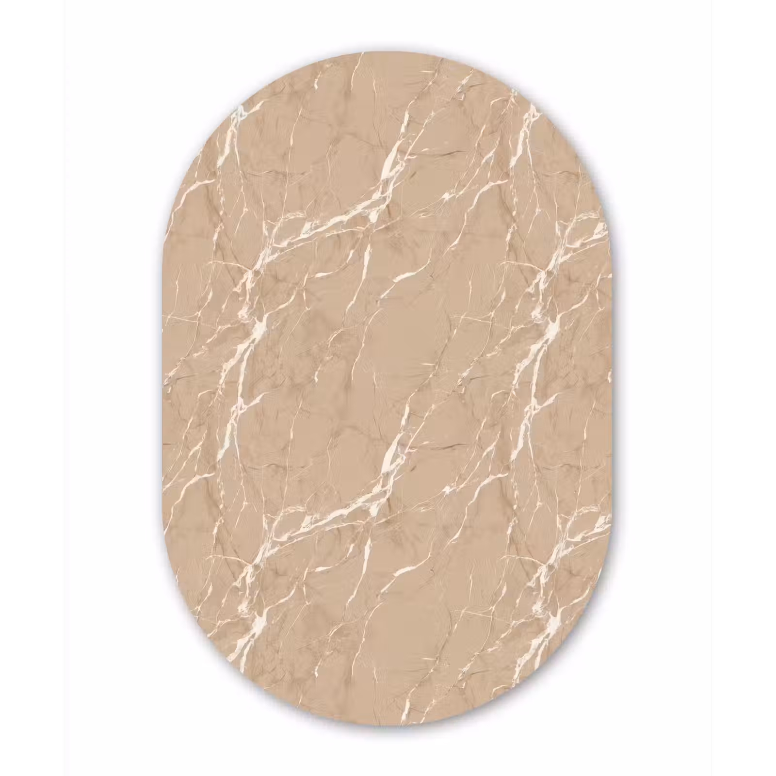 Muurovaal aluminium - Beige - Marmer - Organisch - Wit — 1
