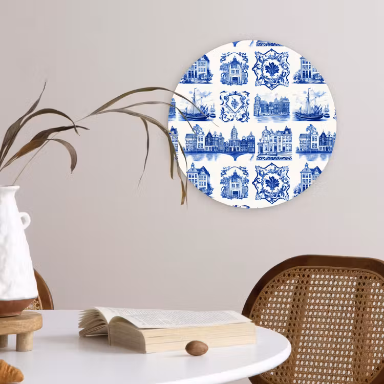 Muurcirkel - Huizen - Schepen - Blauw — 4