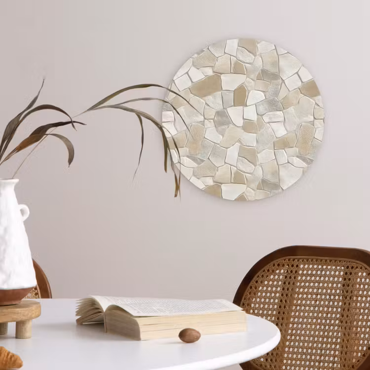 Muurcirkel - Mozaïek - Stenen - Beige — 4