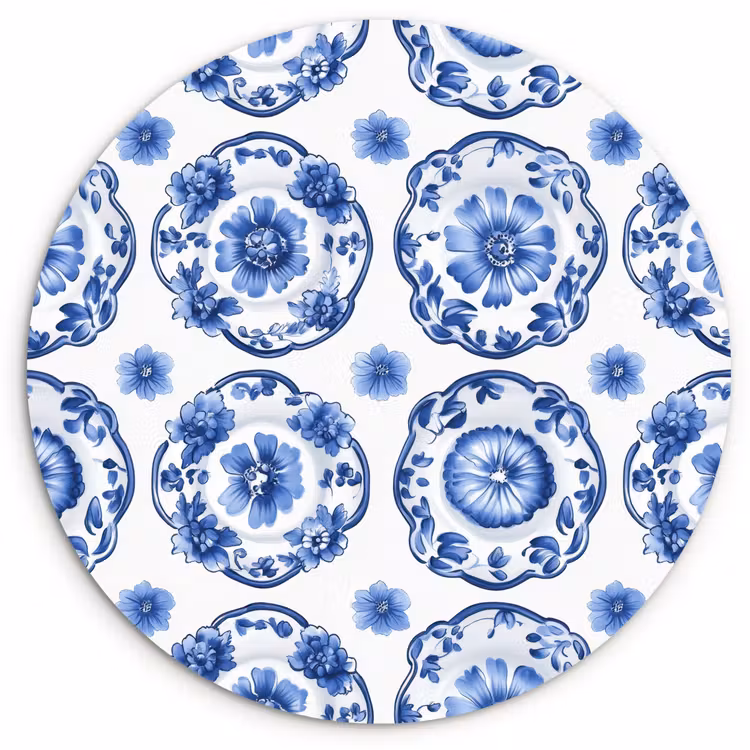 Muurcirkel - Sierborden - Bloemen - Blauw — 1