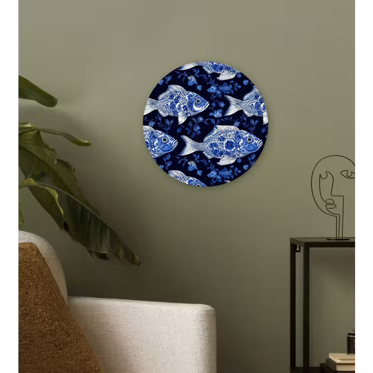 Muurcirkel - Vissen - Bloemen - Blauw — 3