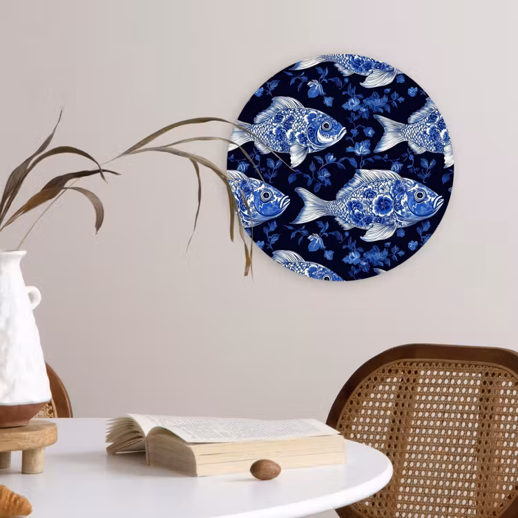 Muurcirkel - Vissen - Bloemen - Blauw — 4