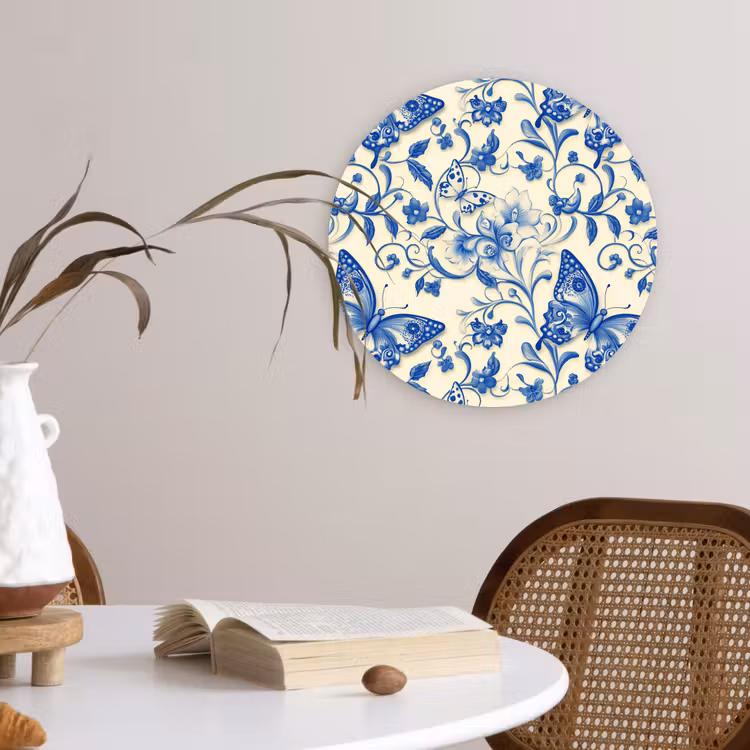 Muurcirkel - Vlinders - Bloemen - Blauw - Botanisch — 4
