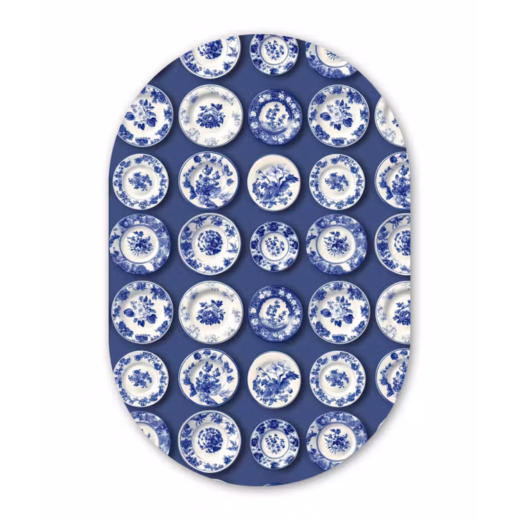 Muurovaal aluminium - Borden - Floraal - Blauw — 1