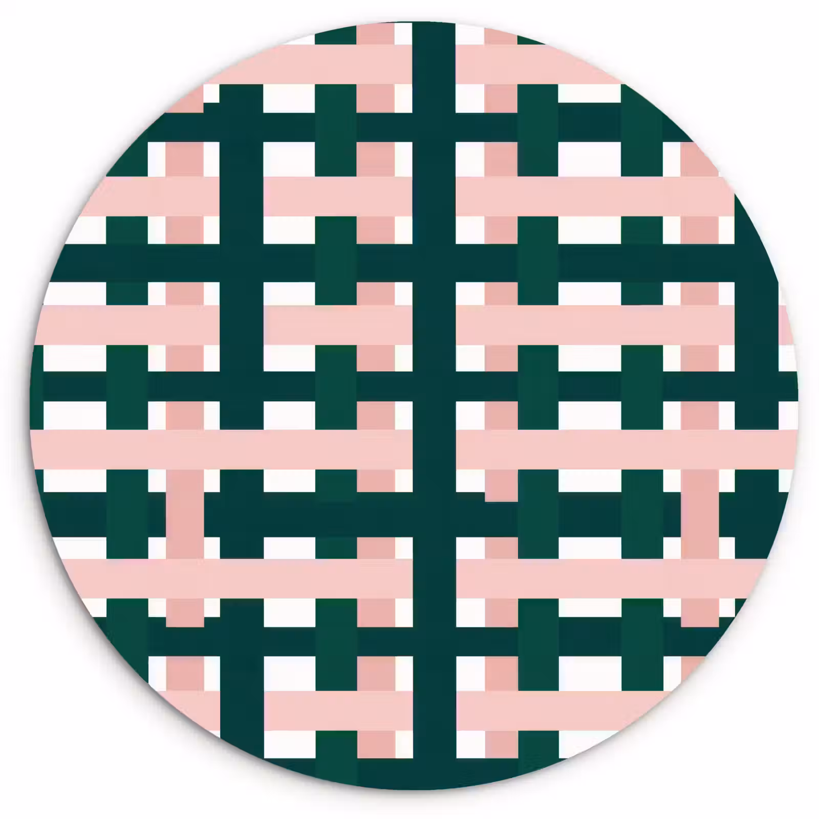 Muurcirkel - Vlechtpatroon - Groen - Roze - Grafisch — 1