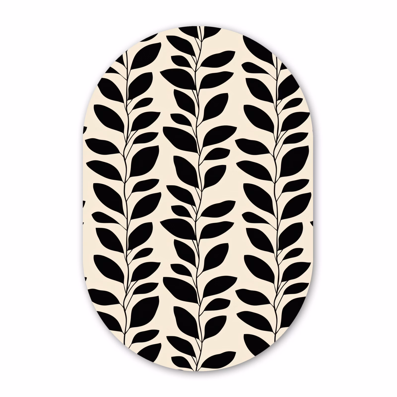 Muurovaal aluminium - Botanisch - Dessin - Zwart - Beige — 1