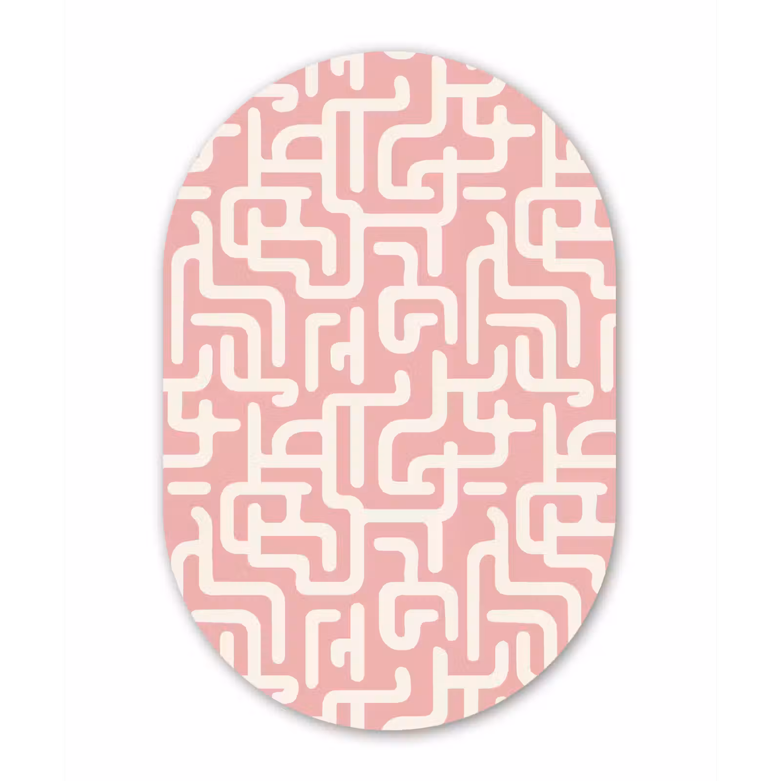 Muurovaal aluminium - Doolhofpatroon - Roze - Wit - Abstract — 1