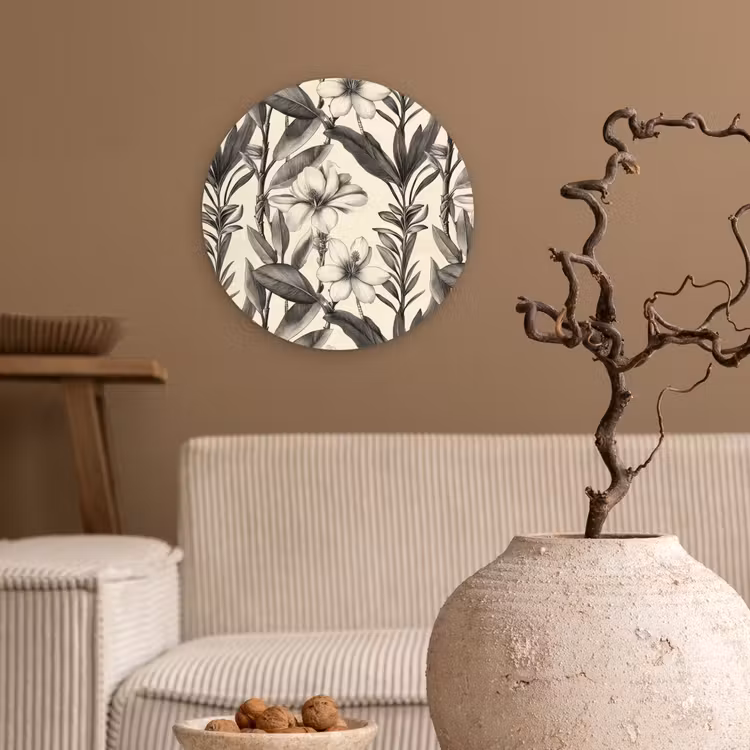 Muurcirkel - Klassiek - Botanisch - Zwart - Beige — 2