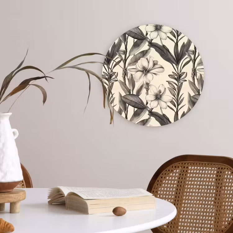 Muurcirkel - Klassiek - Botanisch - Zwart - Beige — 4