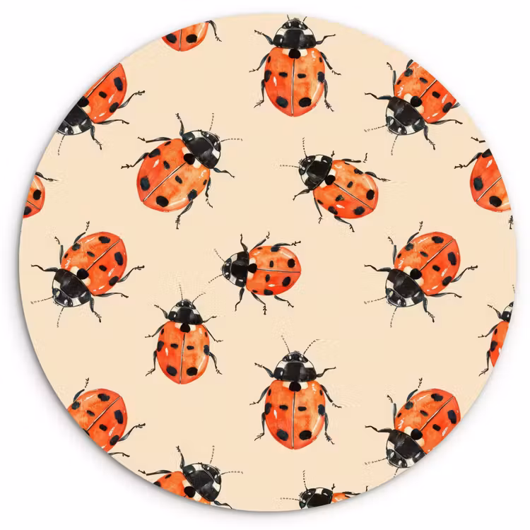 Muurcirkel - Lieveheersbeestjes - Patroon - Rood — 1
