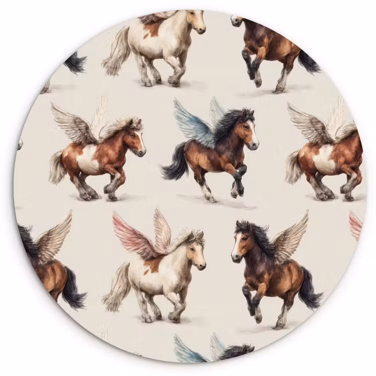 Muurcirkel - Paarden - Vleugels - Kleurrijk — 1