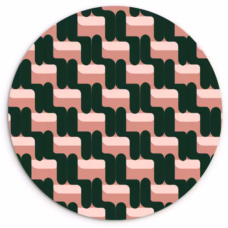 Muurcirkel - Vlechtpatroon - Groen - Roze - Geometrisch — 1