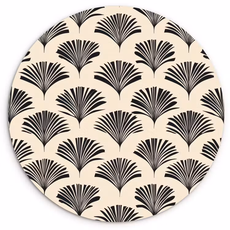 Muurcirkel - Waaiers - Botanisch - Zwart - Beige — 1