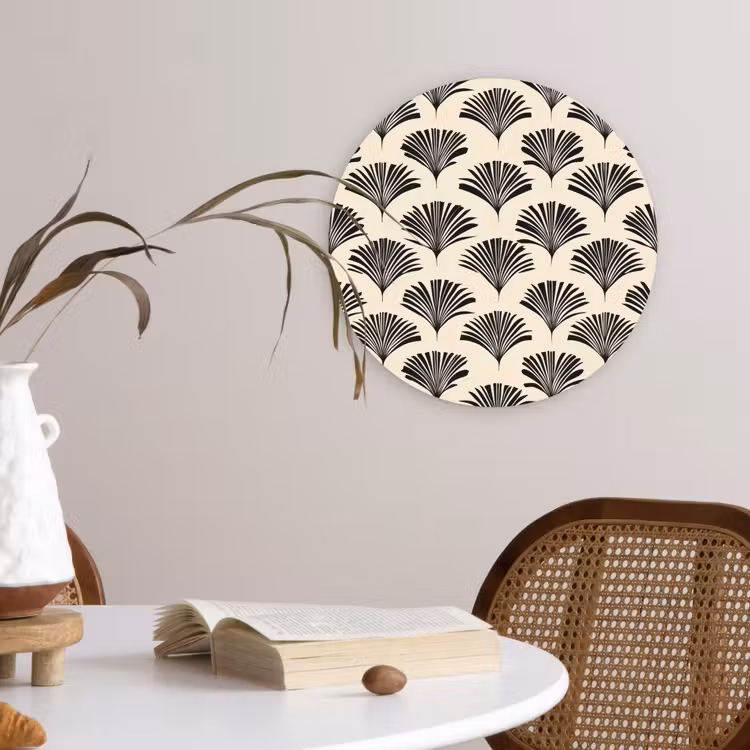 Muurcirkel - Waaiers - Botanisch - Zwart - Beige — 4