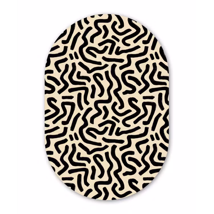 Muurovaal aluminium - Abstract - Lijnen - Zwart — 1
