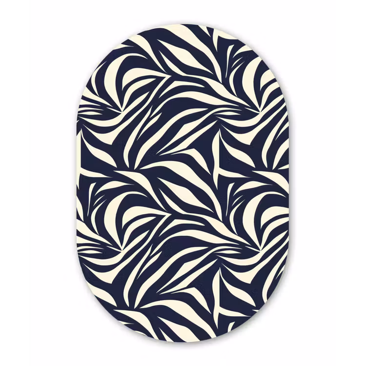 Muurovaal aluminium - Bladvormen - Blauw - Patroon - Wit — 1
