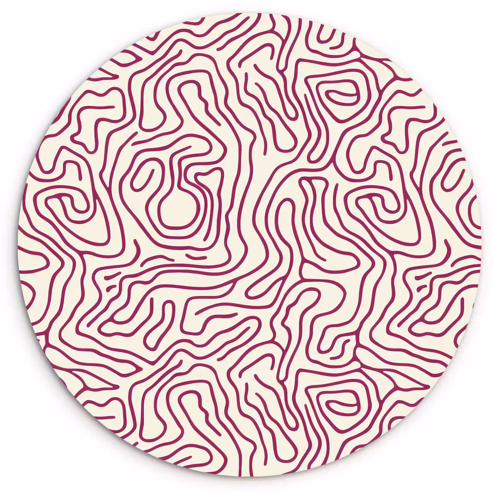 Muurcirkel - Kronkelende lijn - Magenta - Crème — 1