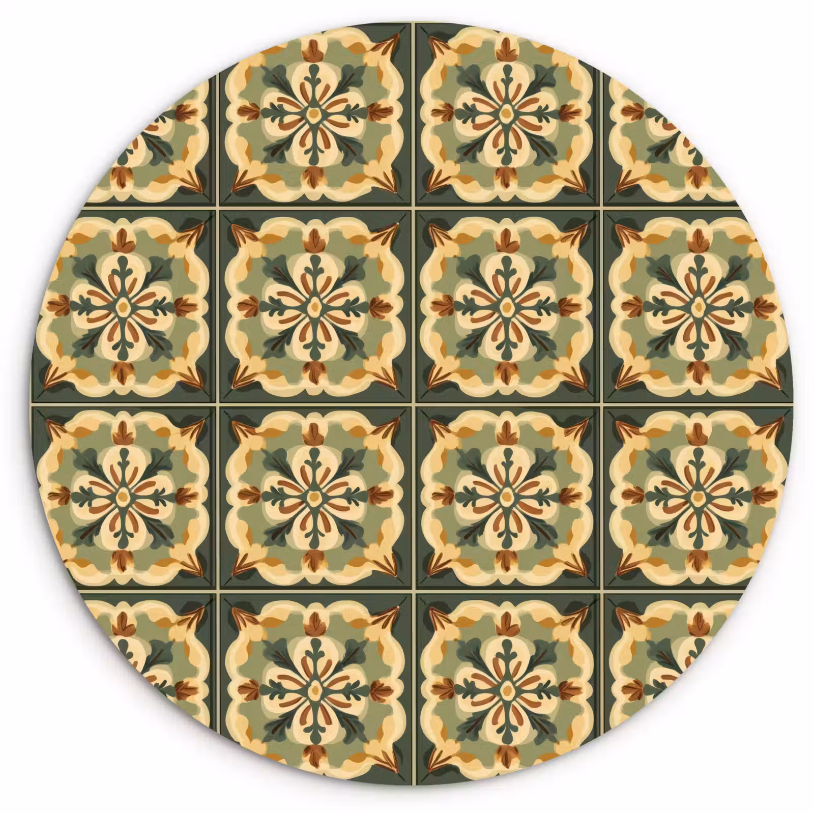 Muurcirkel - Ornament - Patroon - Groen — 1