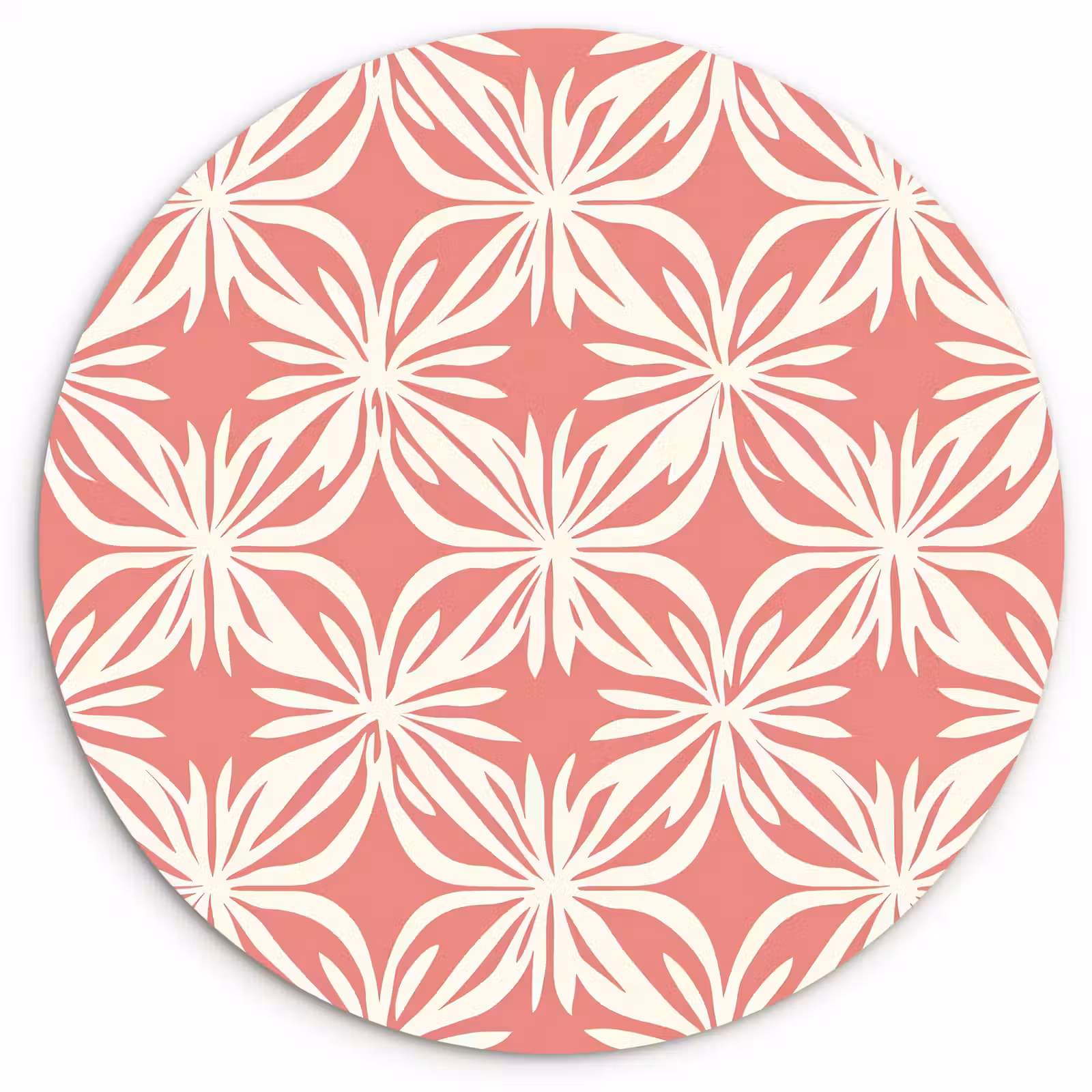 Muurcirkel - Roze - Bloemenmotief - Wit - Modern — 1
