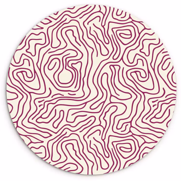 Muurcirkel - Kronkelende lijn - Magenta - Crème — 1