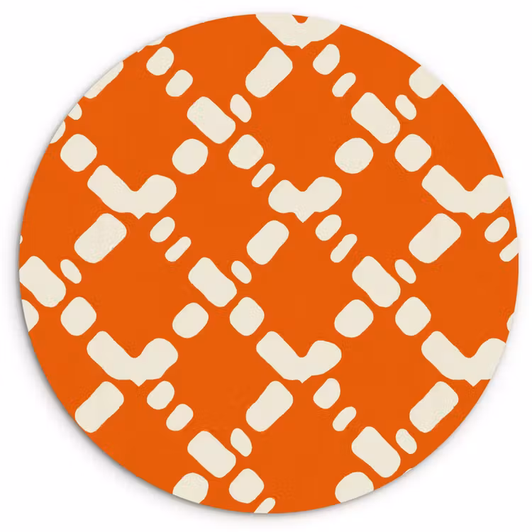 Muurcirkel - Oranje - Ruitpatroon - Wit — 1