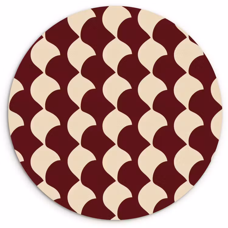 Muurcirkel - Rood - Tegelpatroon - Crème — 1