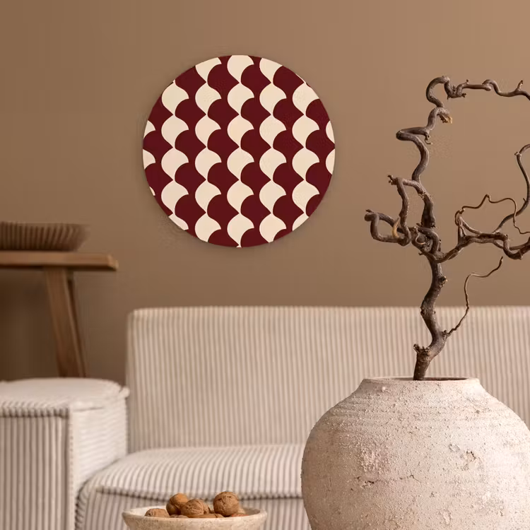 Muurcirkel - Rood - Tegelpatroon - Crème — 2