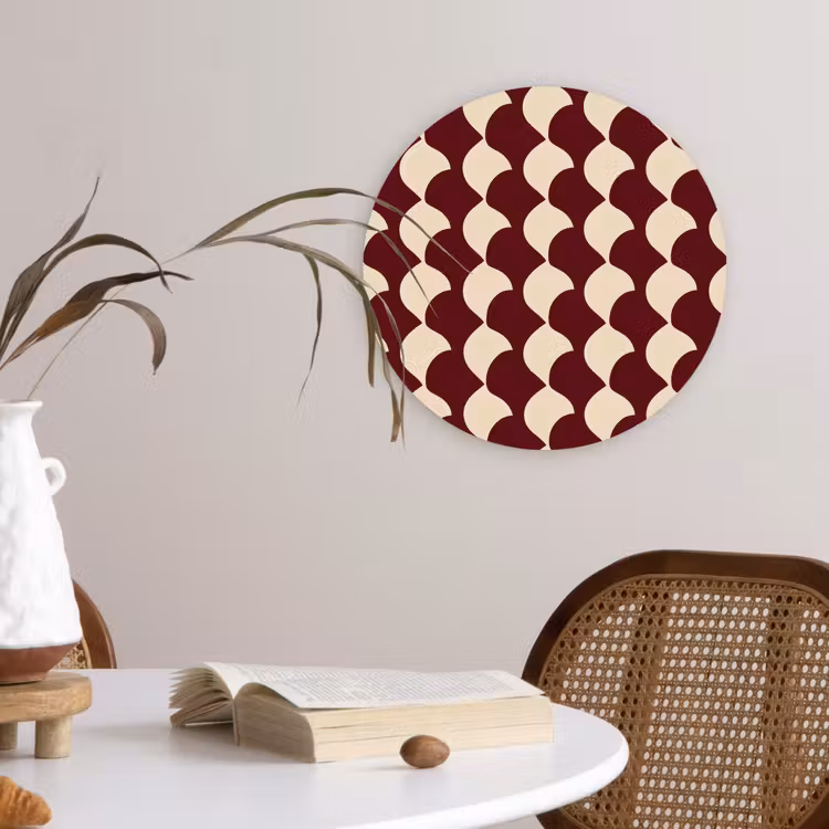 Muurcirkel - Rood - Tegelpatroon - Crème — 4