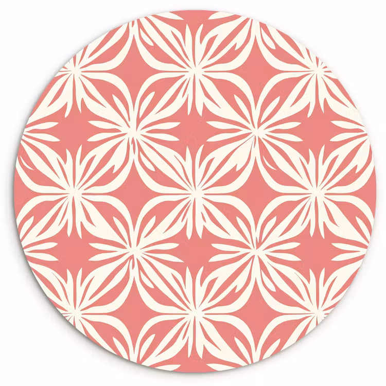 Muurcirkel - Roze - Bloemenmotief - Wit - Modern — 1