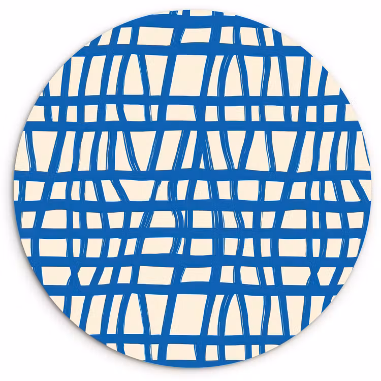 Muurcirkel - Ruitpatroon - Blauw - Crème — 1