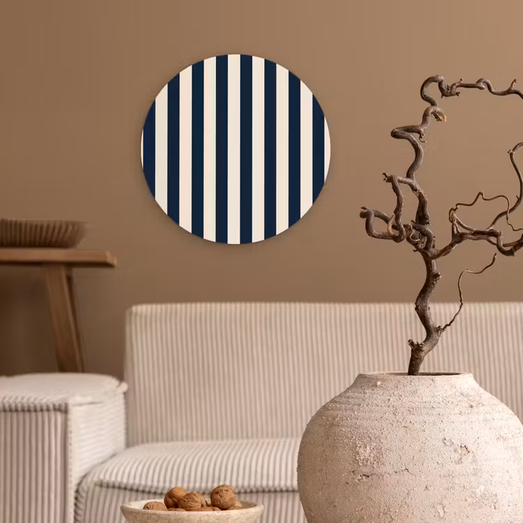 Muurcirkel - Verticale strepen - Blauw - Crème — 2