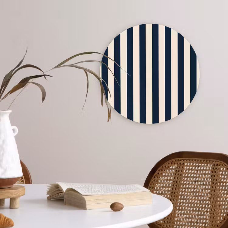 Muurcirkel - Verticale strepen - Blauw - Crème — 4