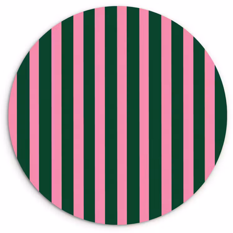 Muurcirkel - Verticale strepen - Groen - Roze — 1