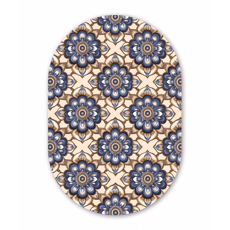 Muurovaal aluminium - Floraal - Ornament - Blauw — 1