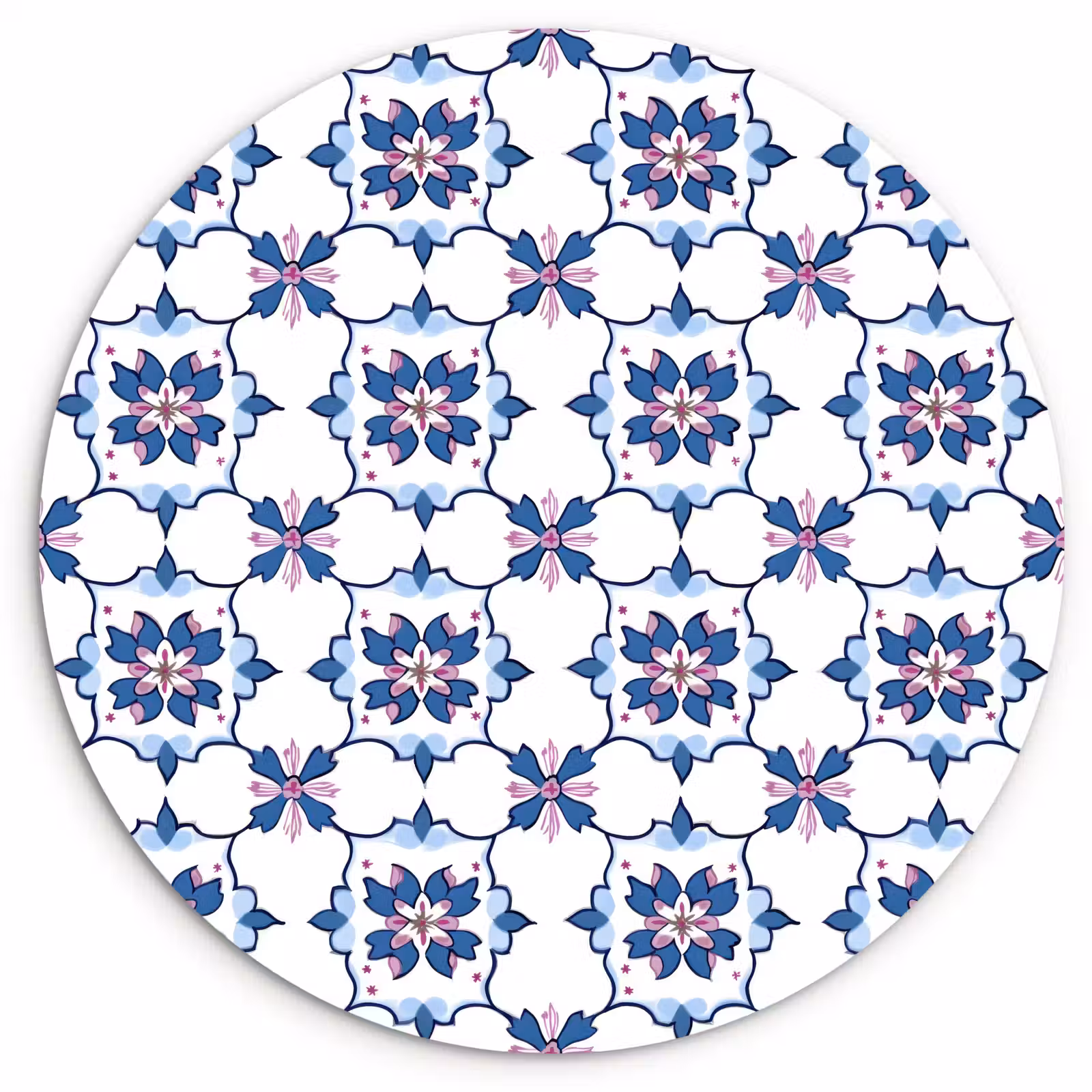 Muurcirkel - Modern - Patroon - Blauw - Roze — 1