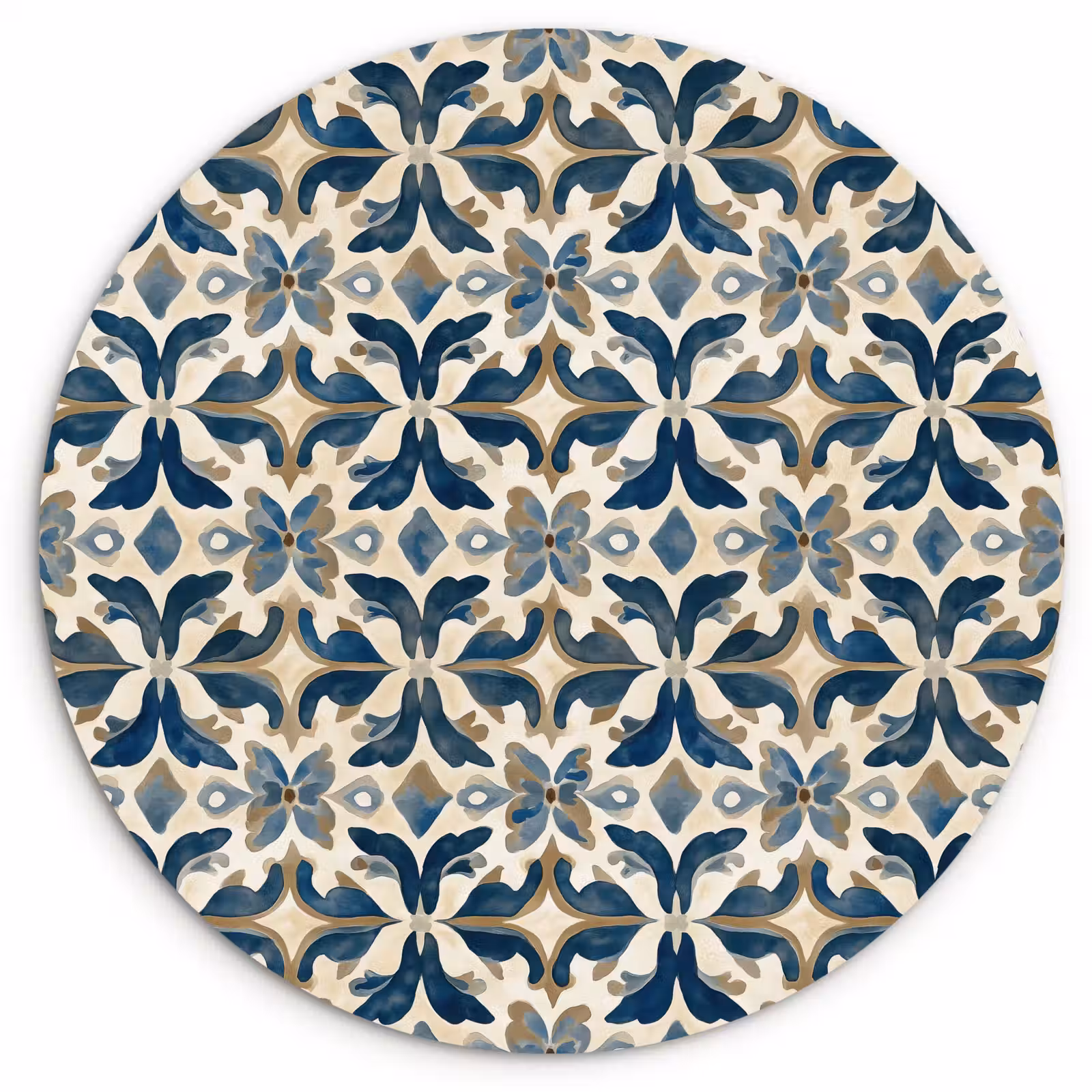 Muurcirkel - Tegel - Patroon - Blauw - Beige — 1