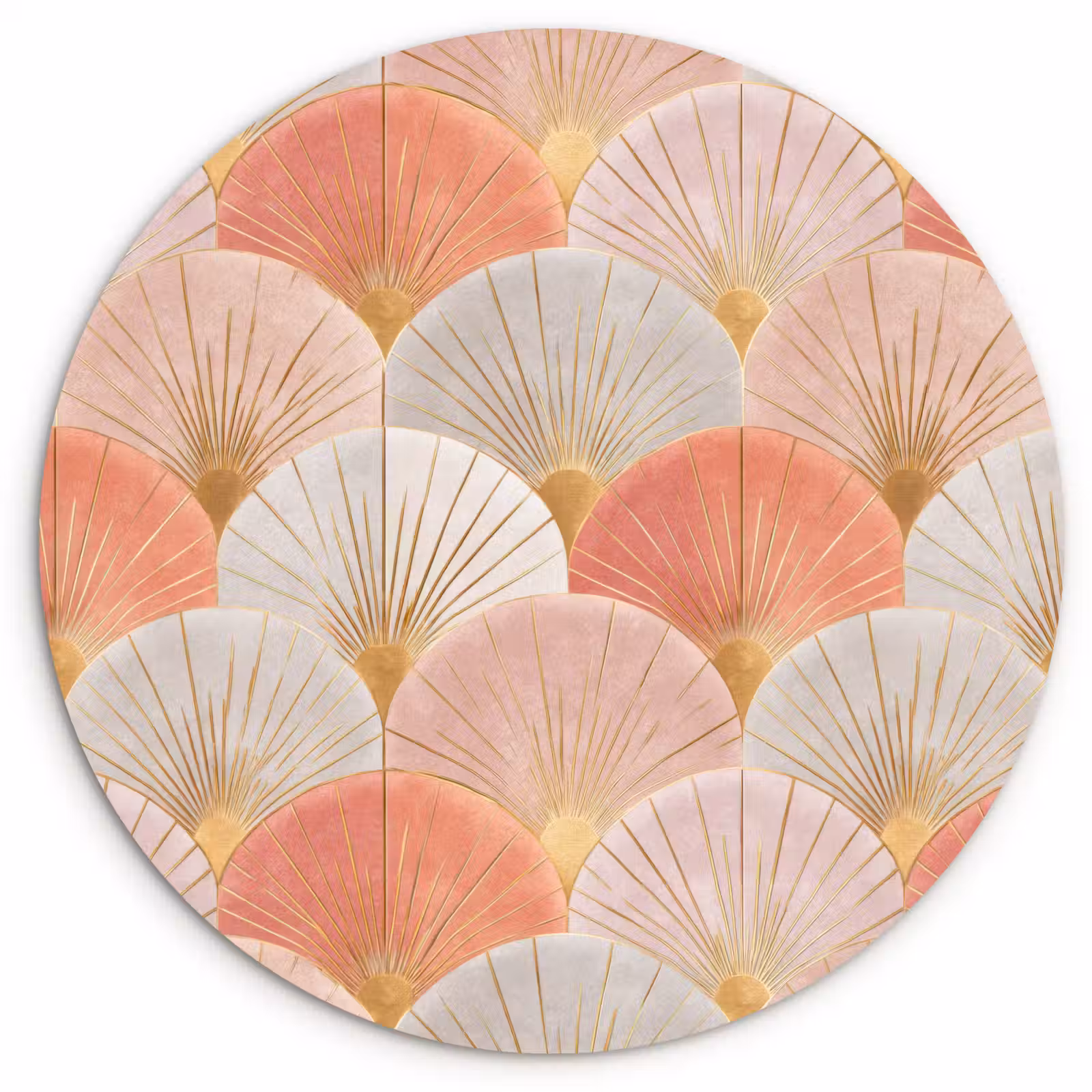 Muurcirkel - Waaiers - Goud - Roze — 1