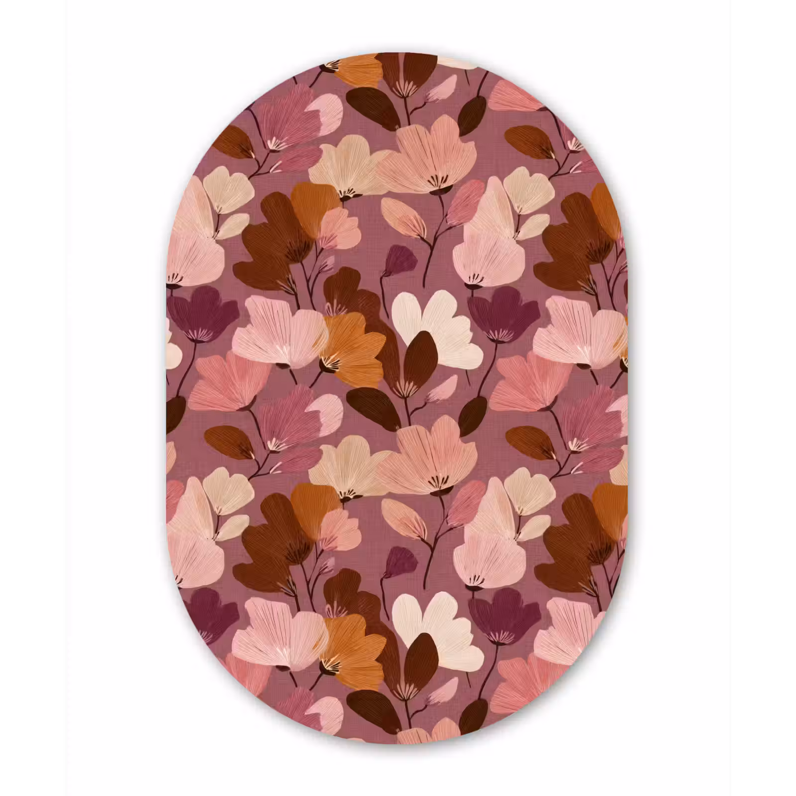 Muurovaal aluminium - Bloem - Patroon - Roze — 1