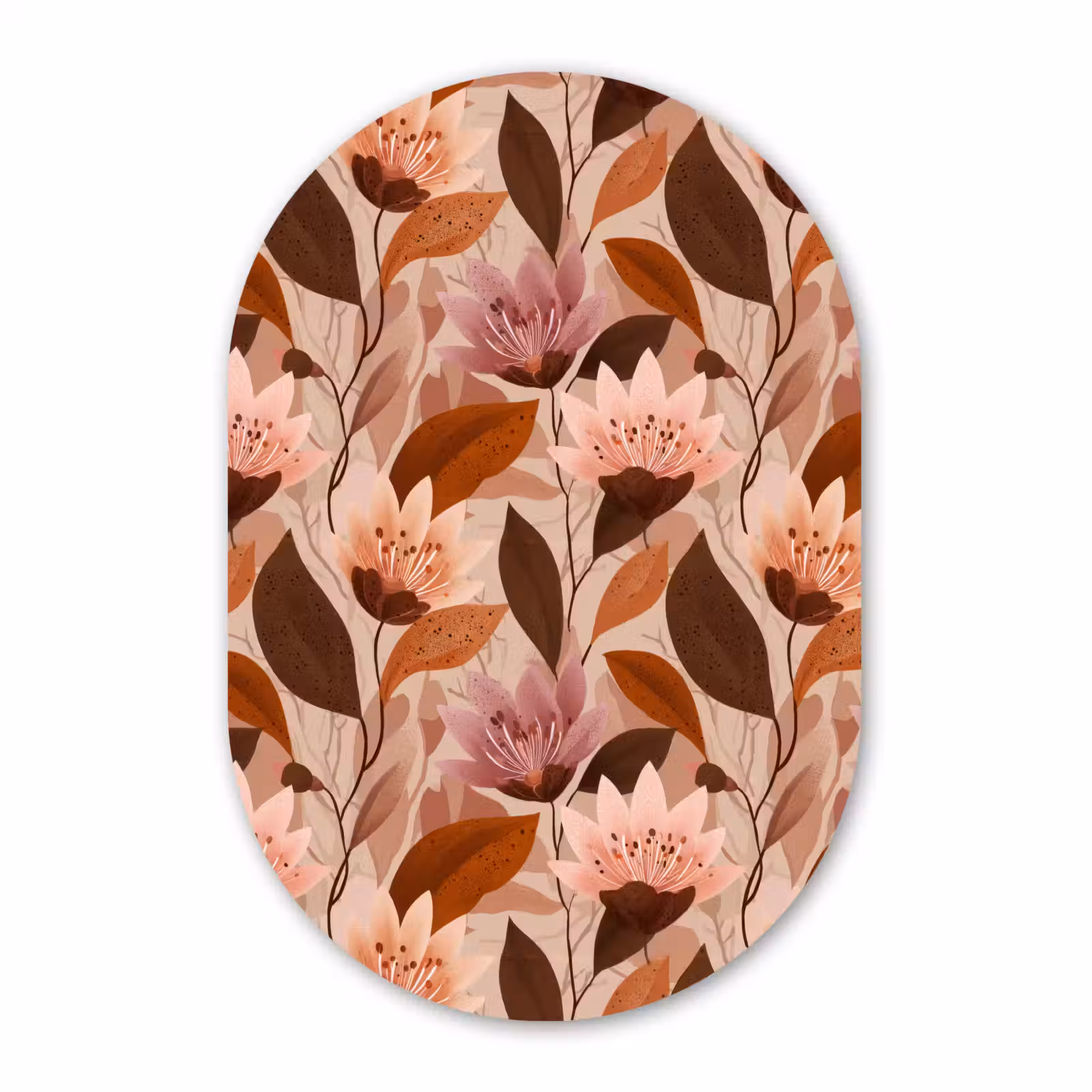 Muurovaal aluminium - Bloemen - Bladeren - Bruin — 1